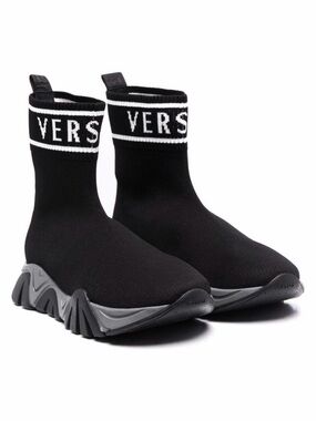 Versace Kids Sock Sneakers Size 28 Black Medusa Like New